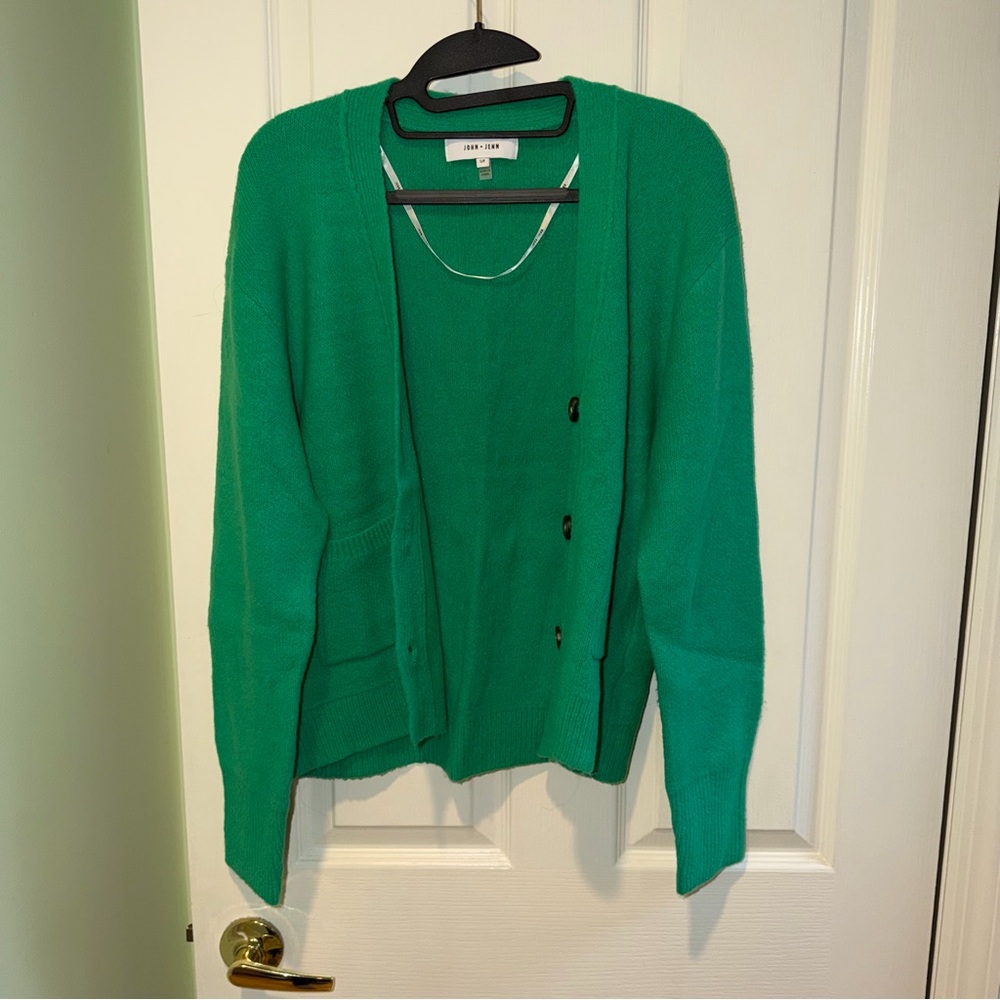 John + Jenn Emerald Green Button-Front Cardigan